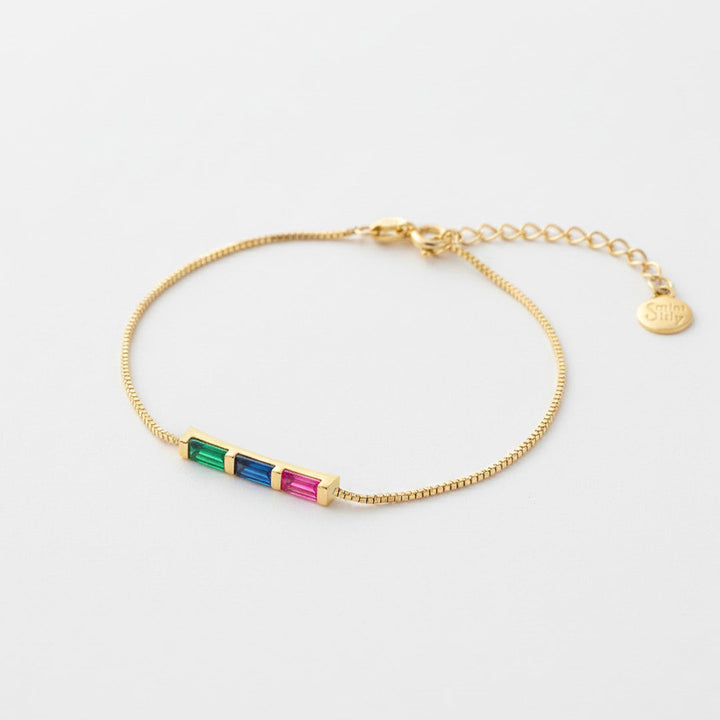 Fin Baguette Fødselsstensarmbånd