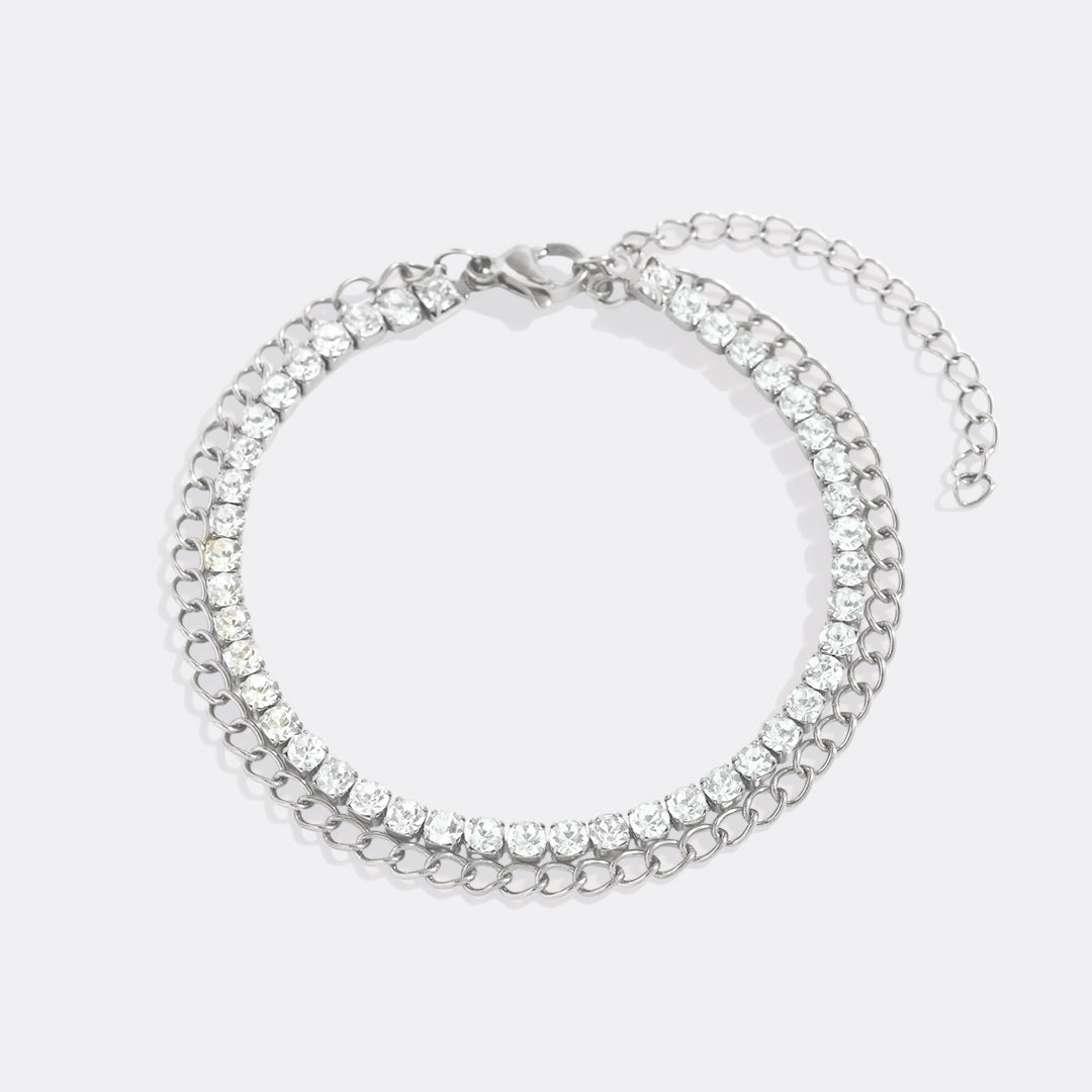 Pulseira de Ténis com Dupla Corrente