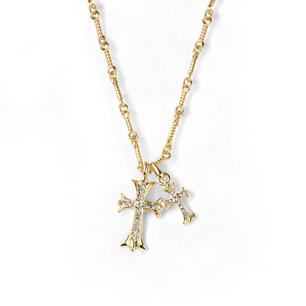 Collar con colgante de doble cruz