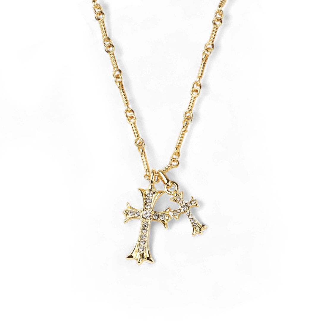Collar con colgante de doble cruz