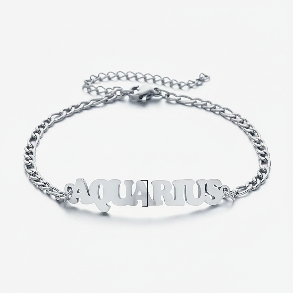 Bracciale con Ciondolo Lettera Zodiacale in Acciaio Inossidabile