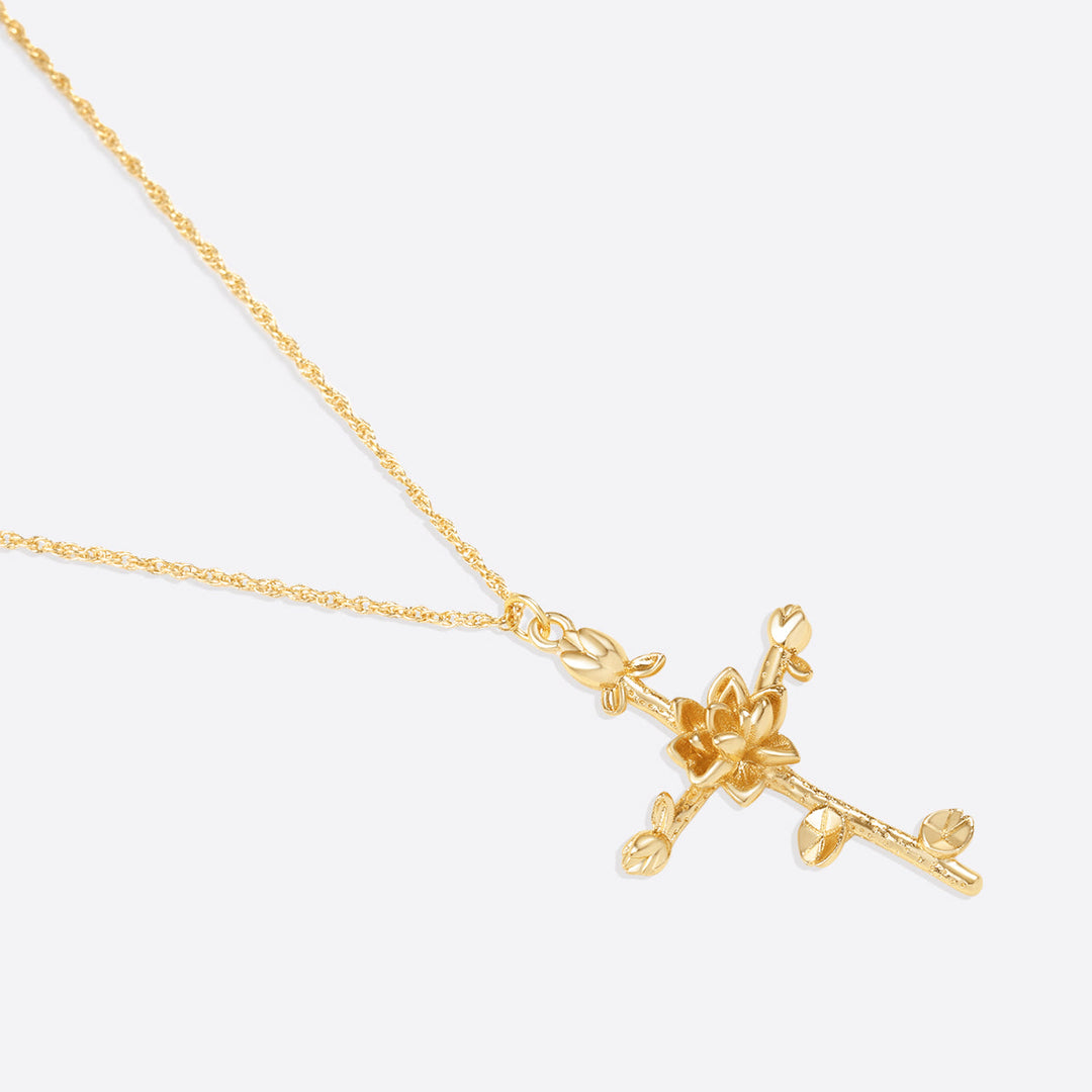 Bloemenkruis Hanger Ketting