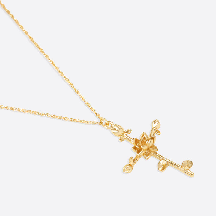 Bloemenkruis Hanger Ketting
