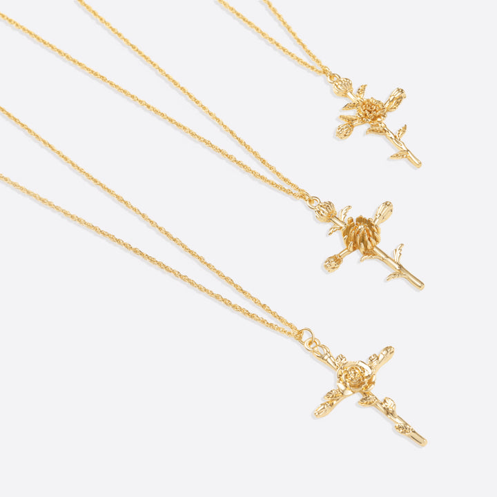 Bloemenkruis Hanger Ketting
