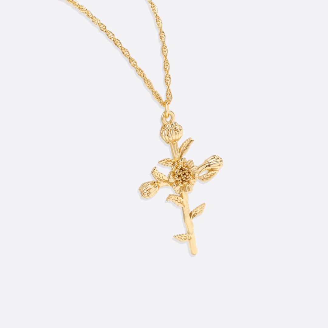 Bloemenkruis Hanger Ketting