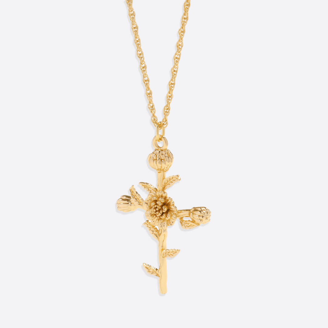 Bloemenkruis Hanger Ketting