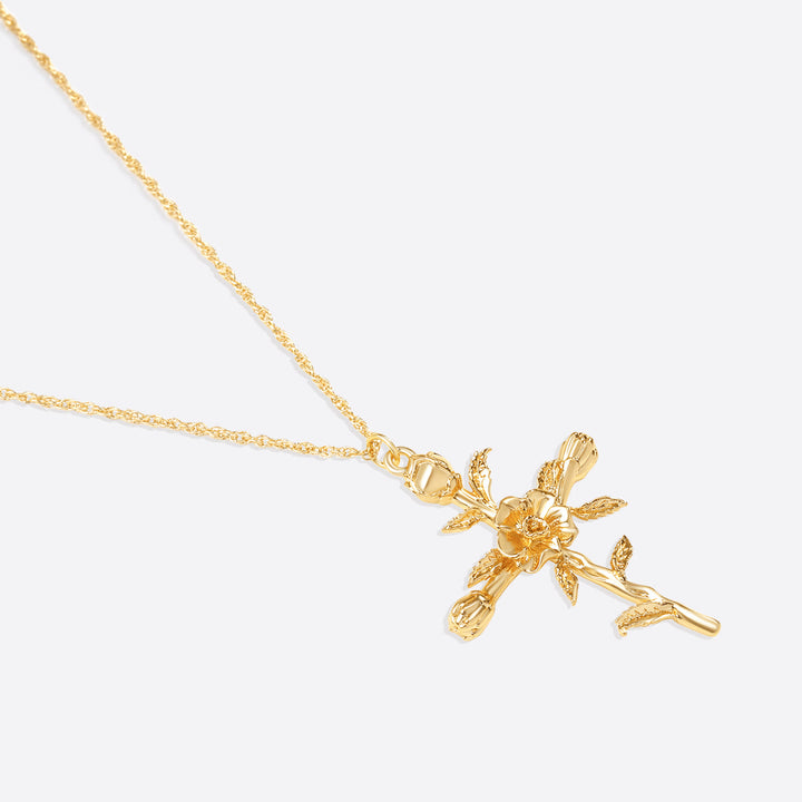 Bloemenkruis Hanger Ketting
