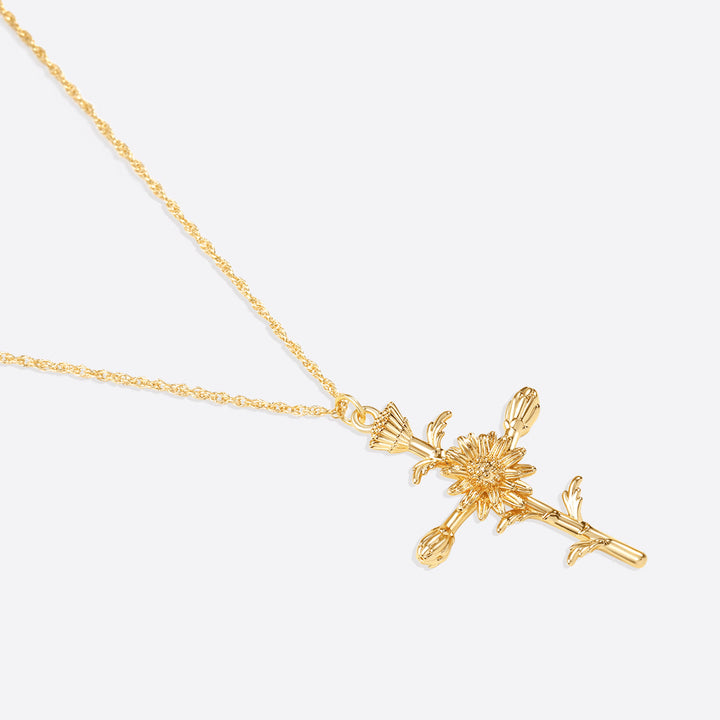 Bloemenkruis Hanger Ketting