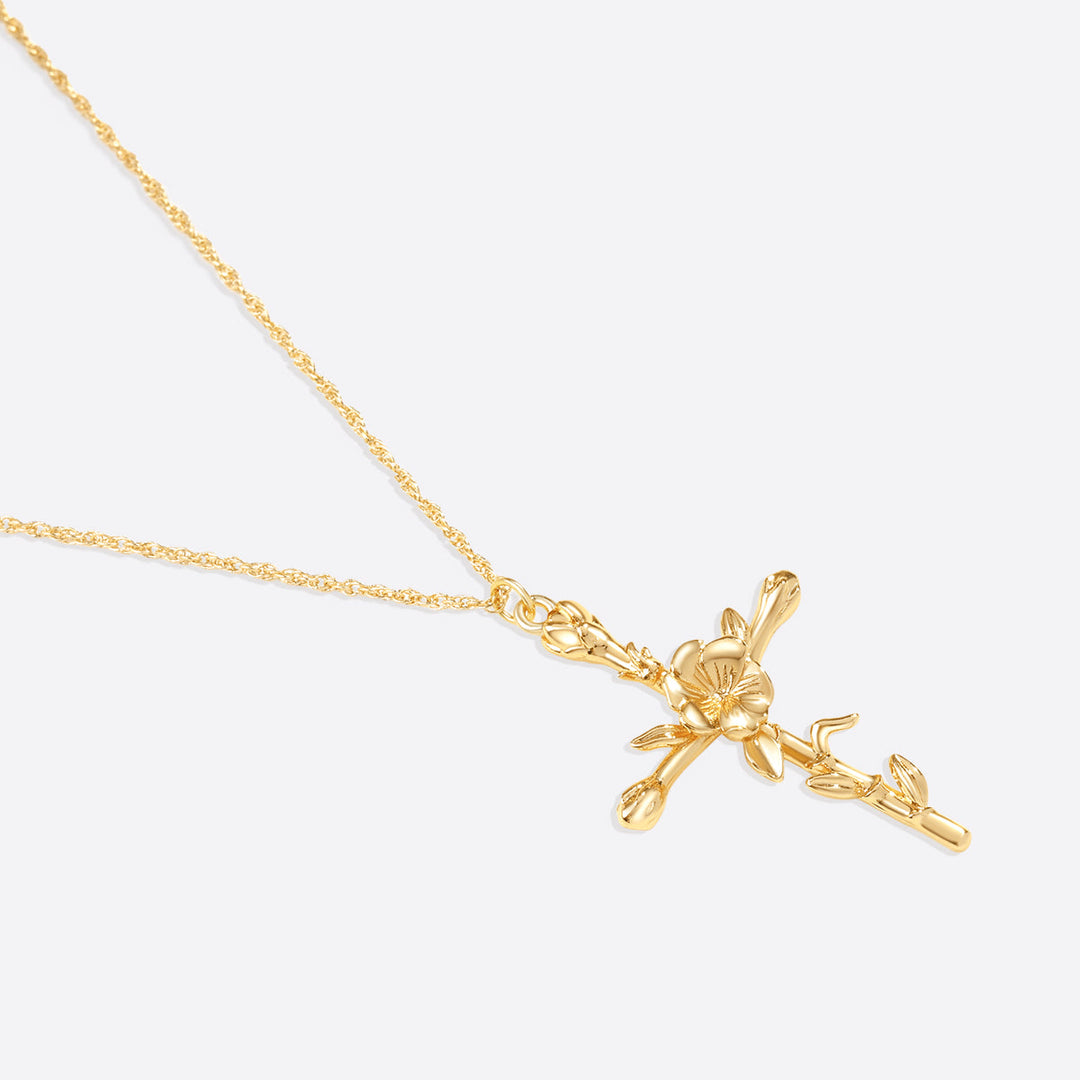 Bloemenkruis Hanger Ketting