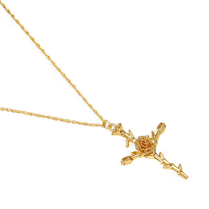 Bloemenkruis Hanger Ketting