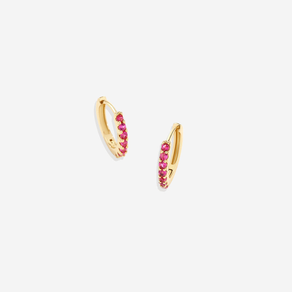 Boucles d'oreilles créoles dormeuses avec pierre précieuse