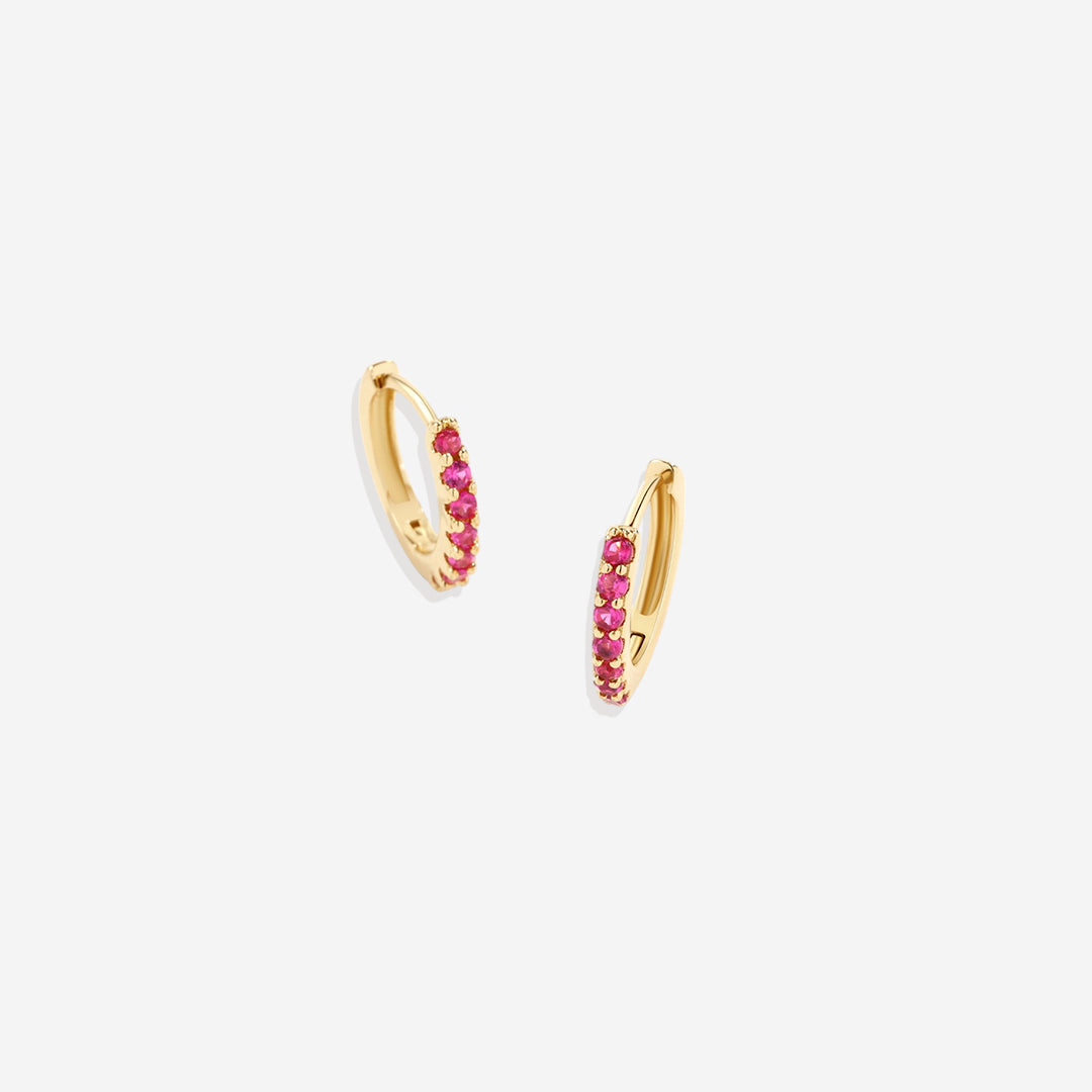 Boucles d'oreilles créoles dormeuses avec pierre précieuse
