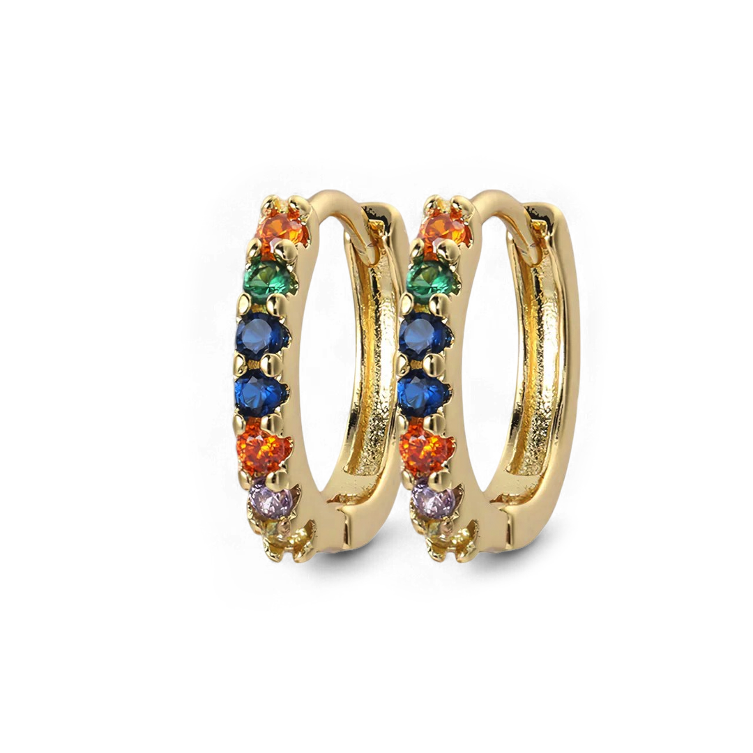 Boucles d'oreilles créoles dormeuses avec pierre précieuse
