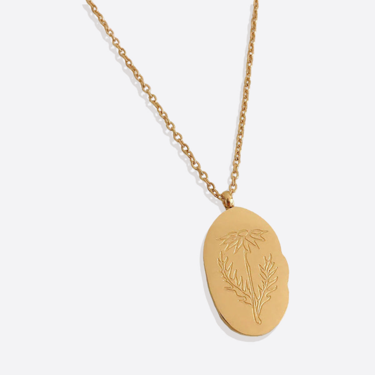 Halsband med hängsmycke i guld och födelseblomma