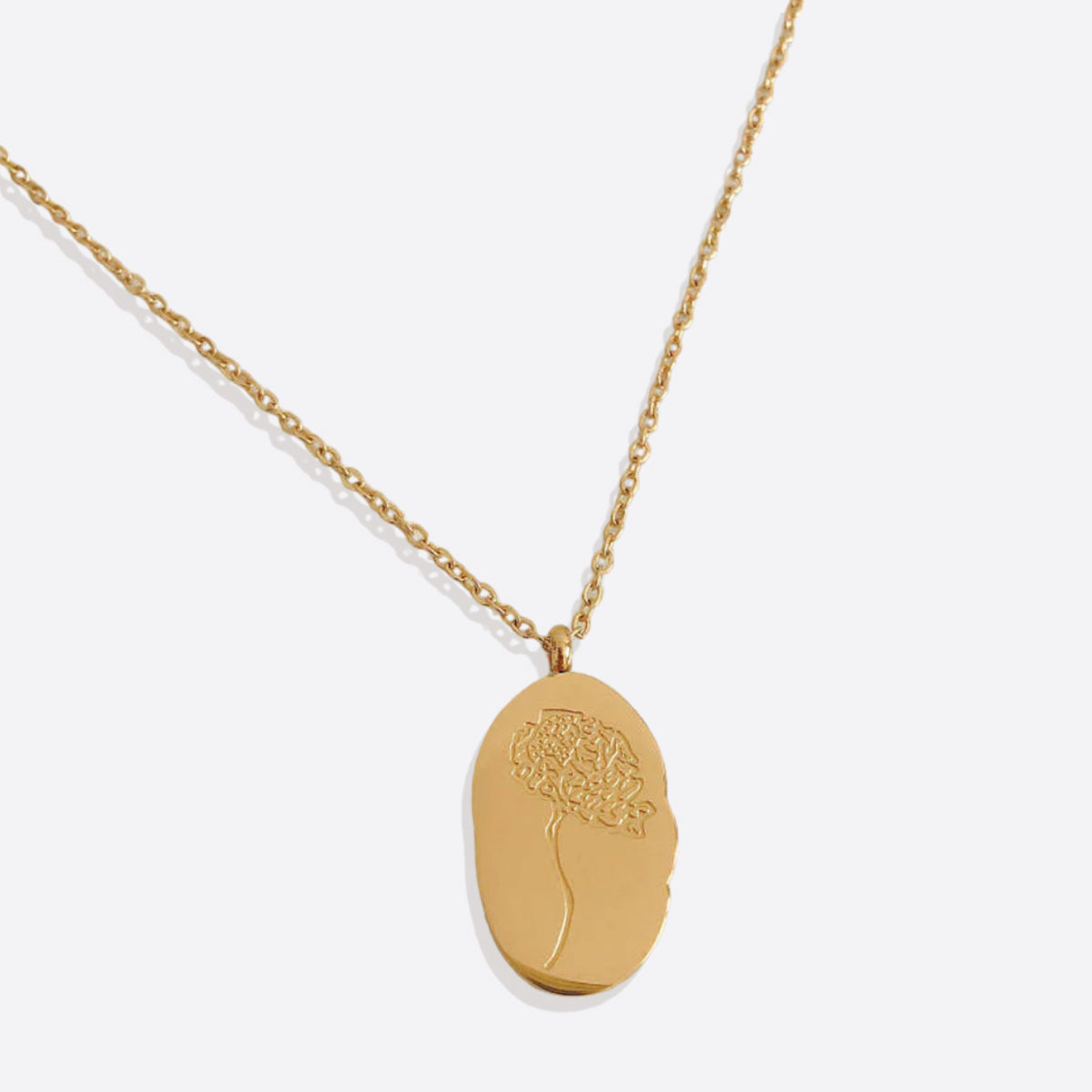 Halsband med hängsmycke i guld och födelseblomma