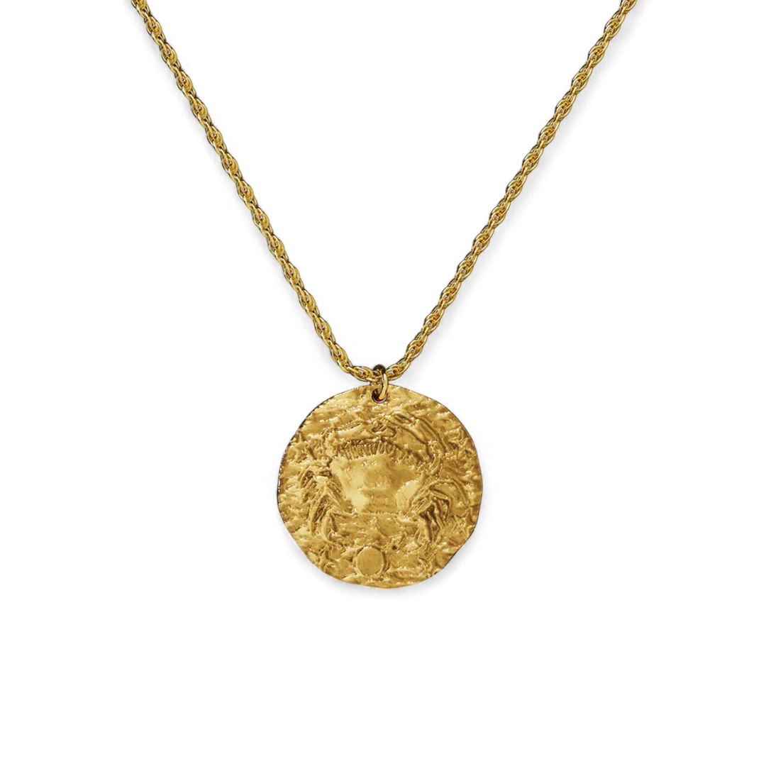 Collana con ciondolo zodiacale in oro martellato