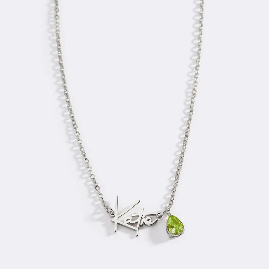 Handmade Birthstone Name Necklace