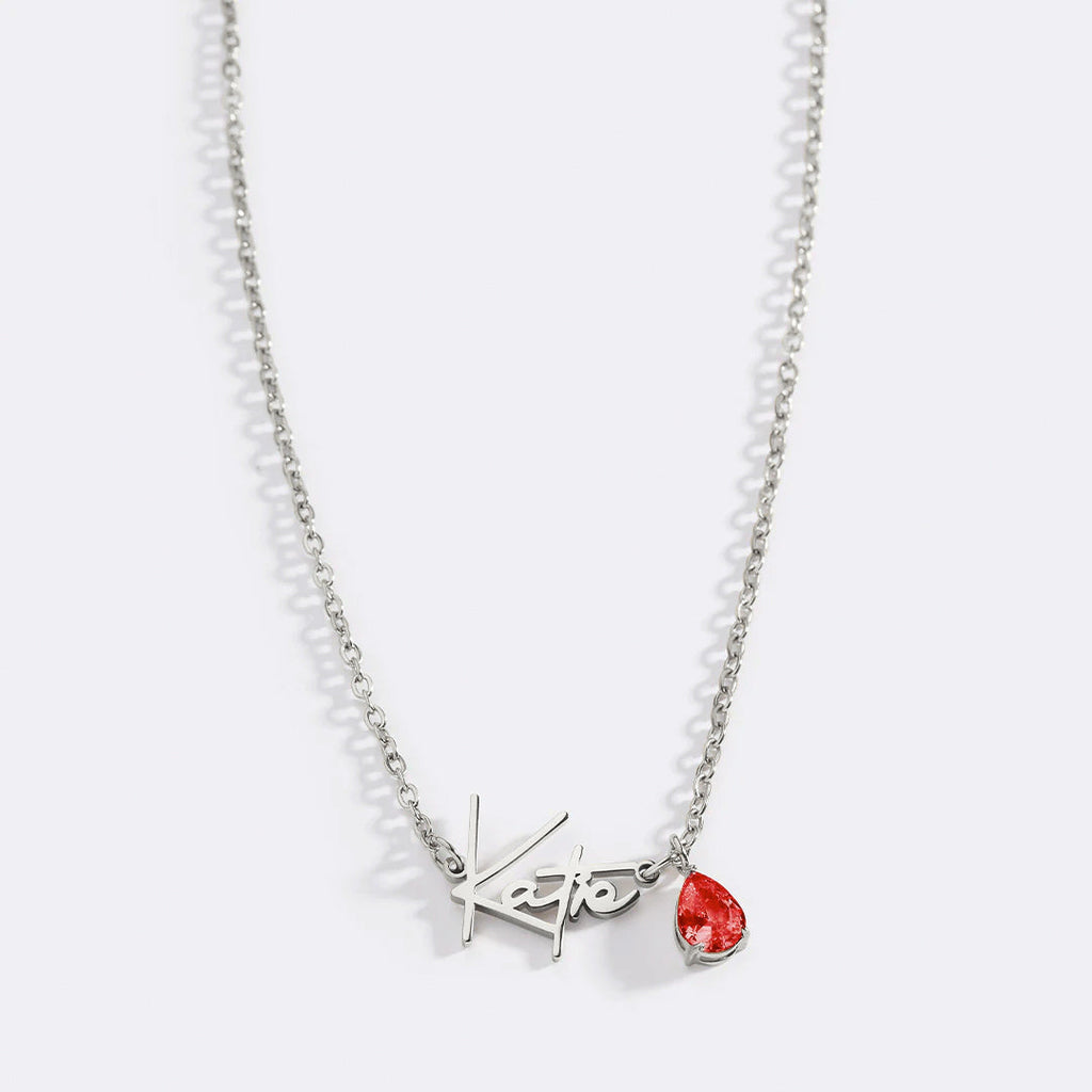 Handmade Birthstone Name Necklace