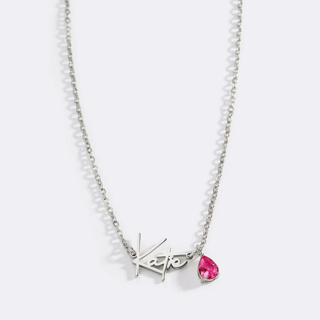 Handmade Birthstone Name Necklace