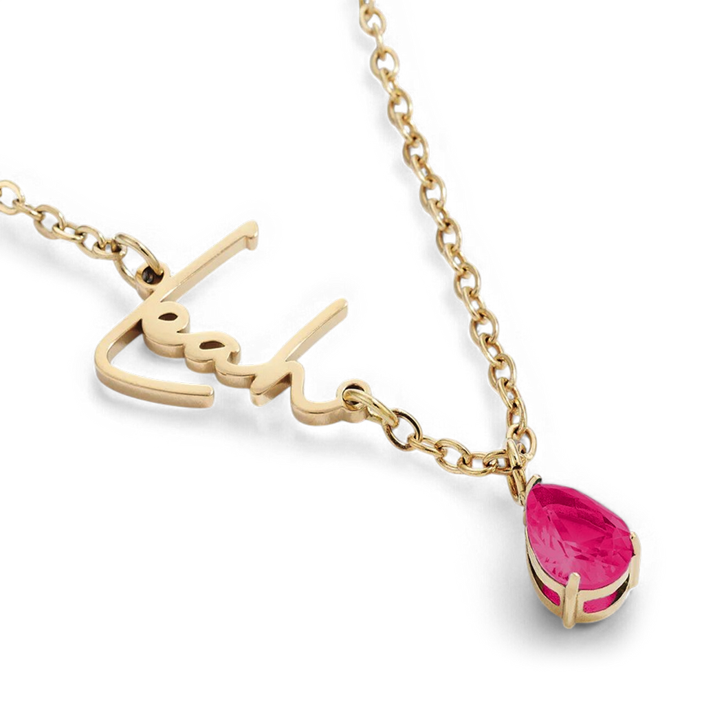 Handmade Birthstone Name Necklace