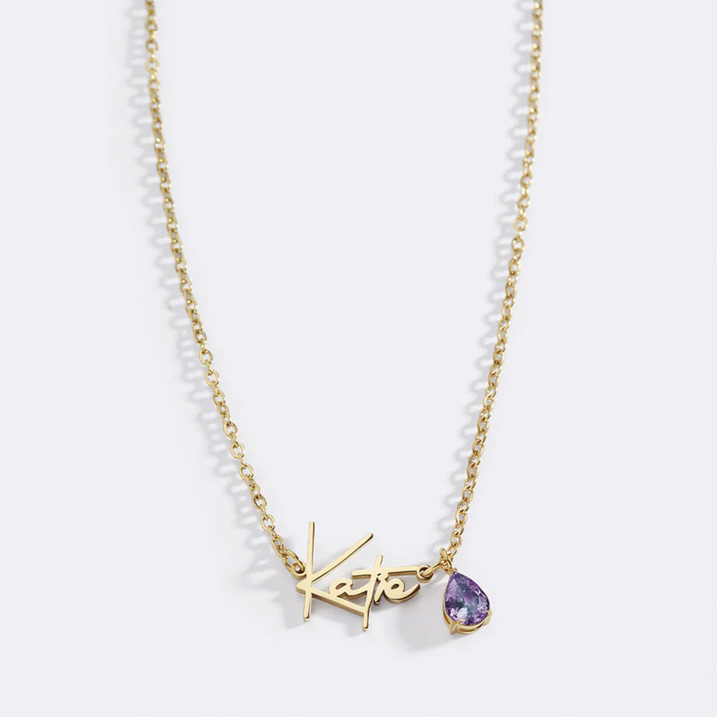 Handmade Birthstone Name Necklace