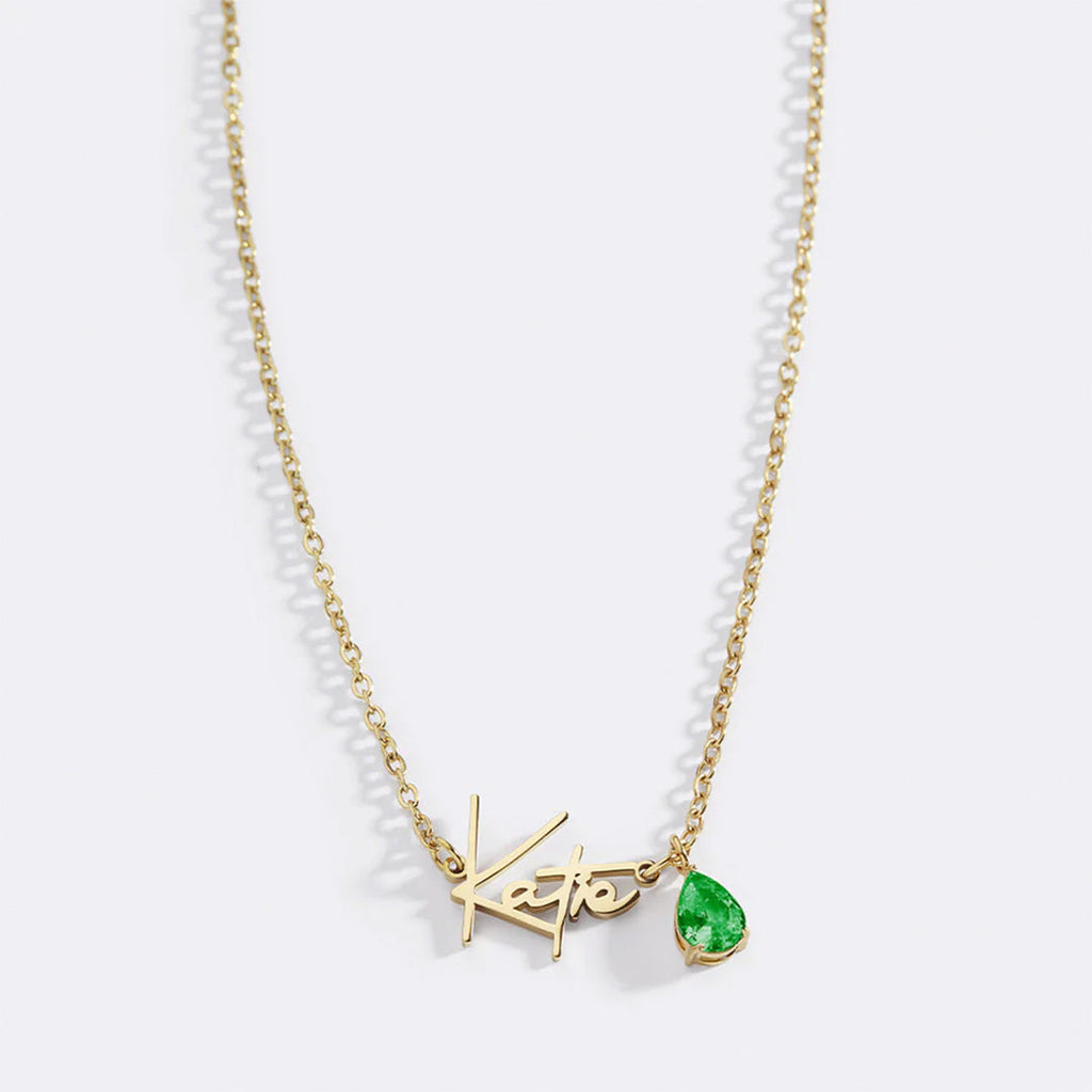Handmade Birthstone Name Necklace