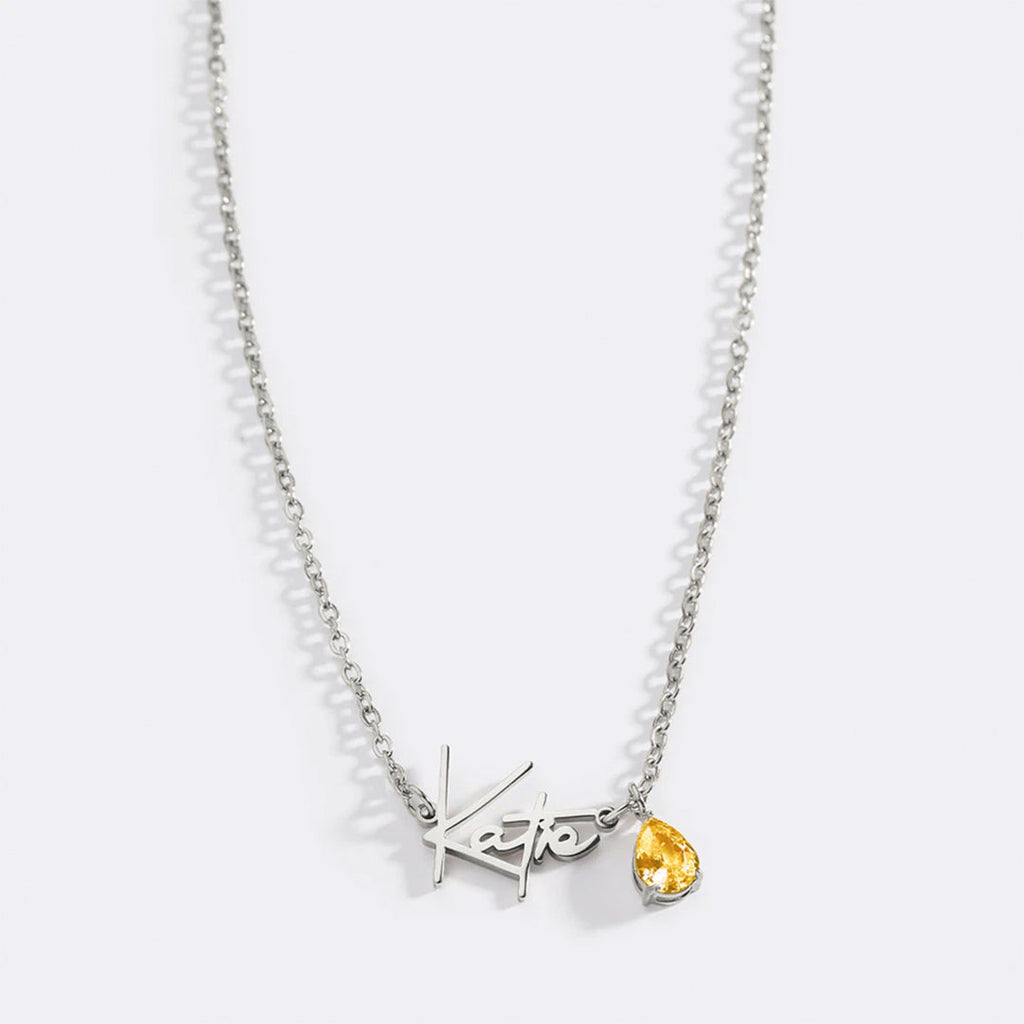 Handmade Birthstone Name Necklace