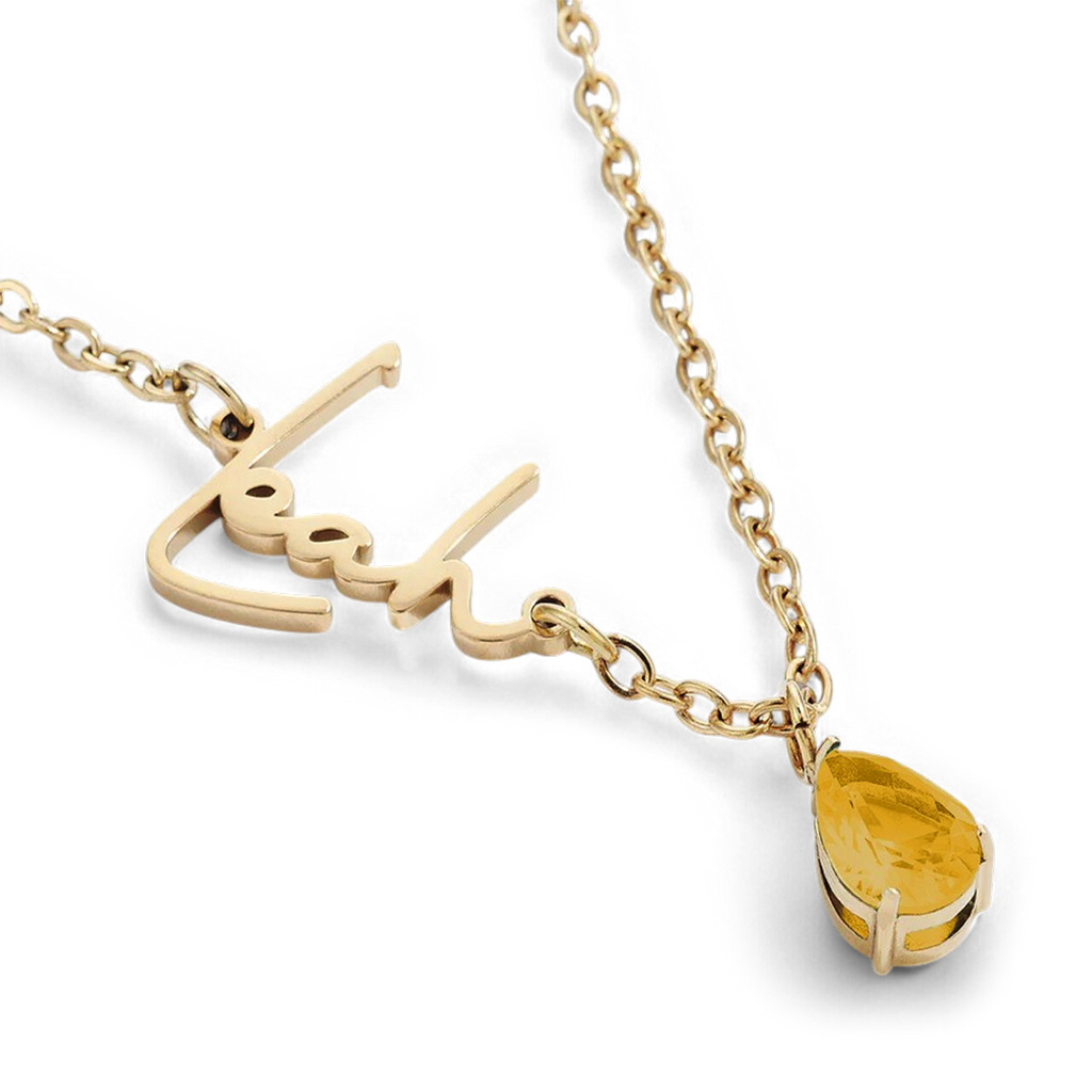 Handmade Birthstone Name Necklace