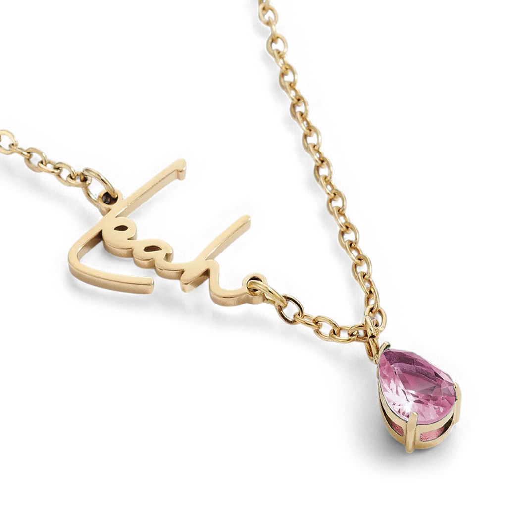 Handmade Birthstone Name Necklace