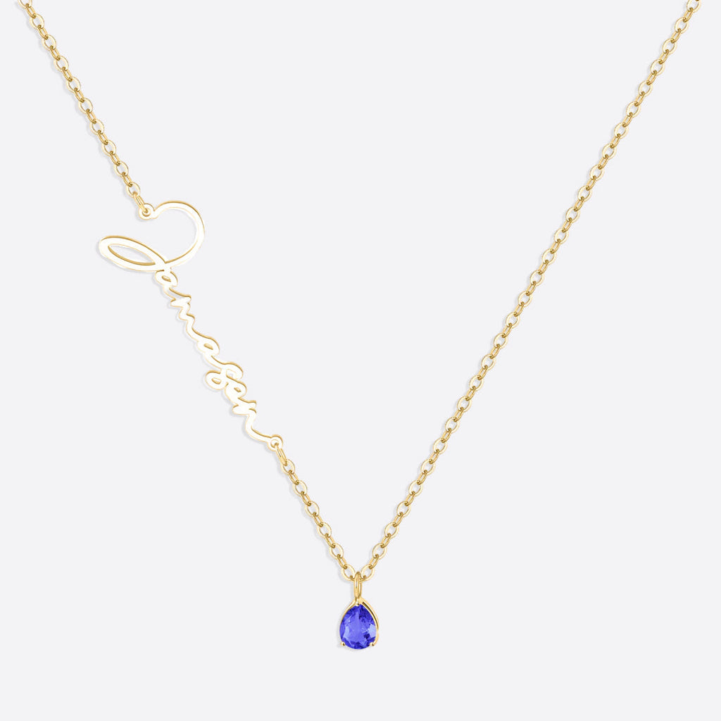 Handmade Birthstone Name Necklace