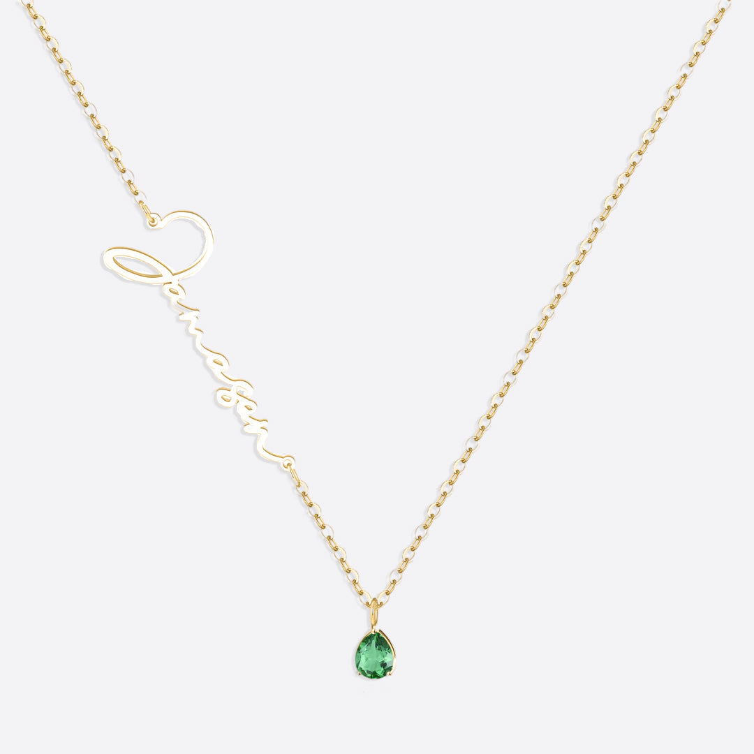 Handmade Birthstone Name Necklace
