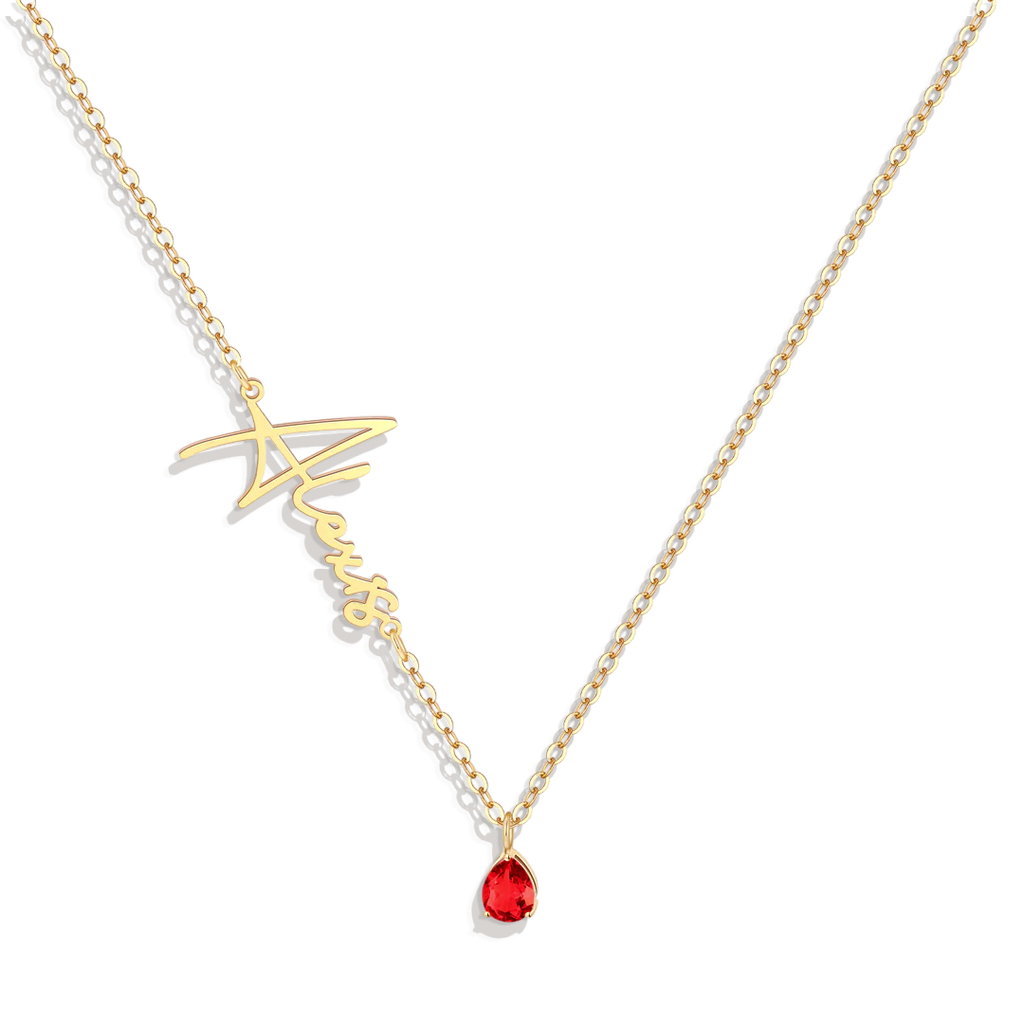 Handmade Birthstone Name Necklace