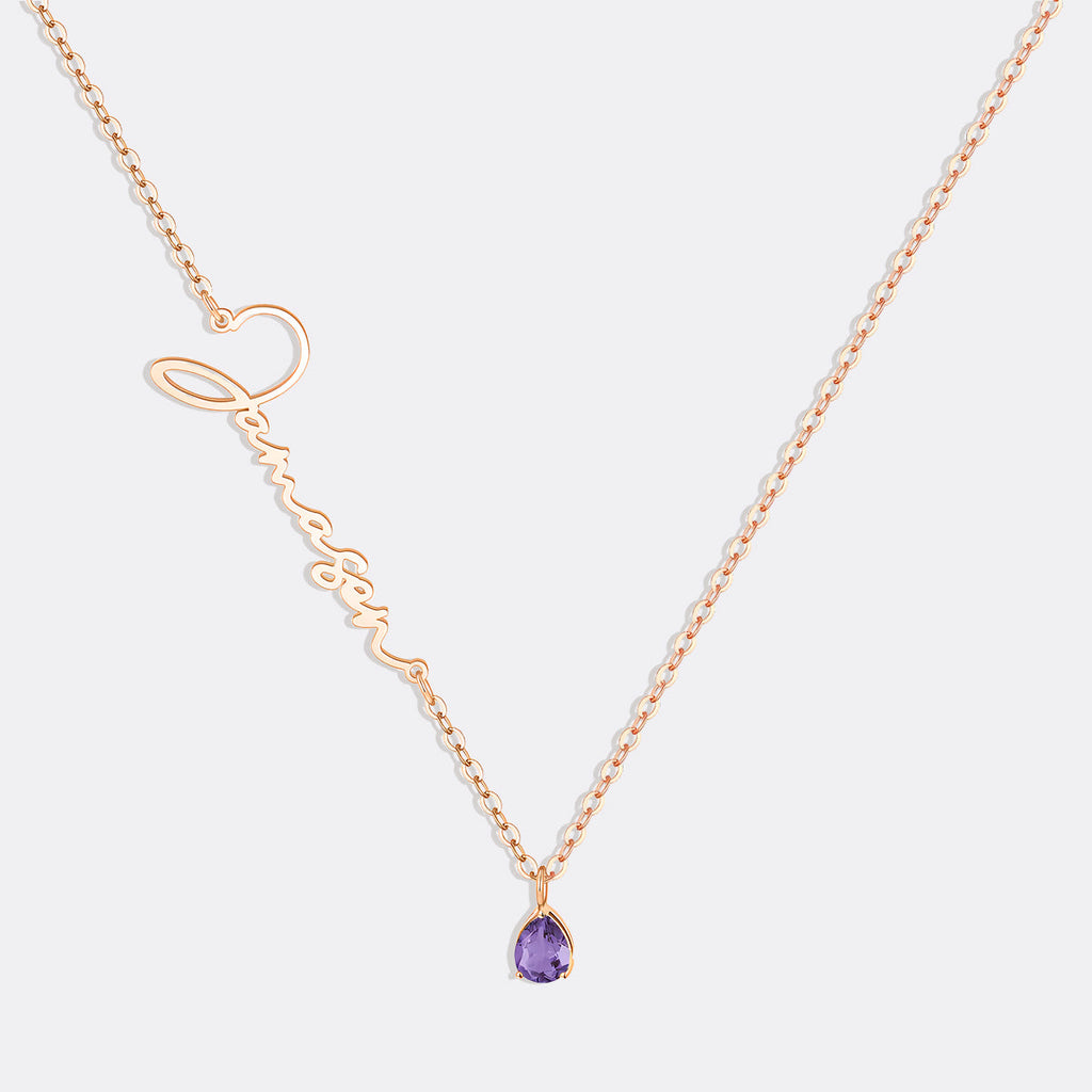 Handmade Birthstone Name Necklace