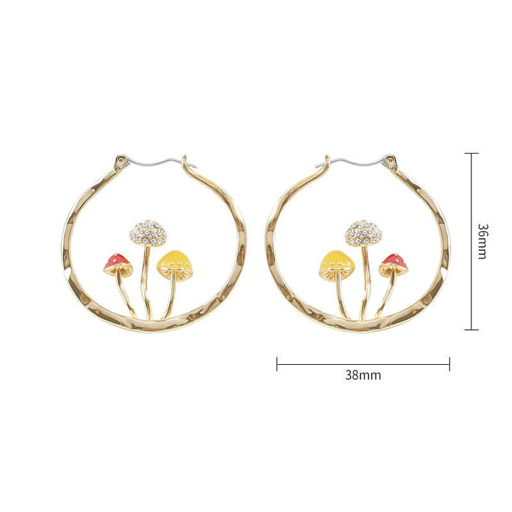 Boho Mushroom Hoop Earrings