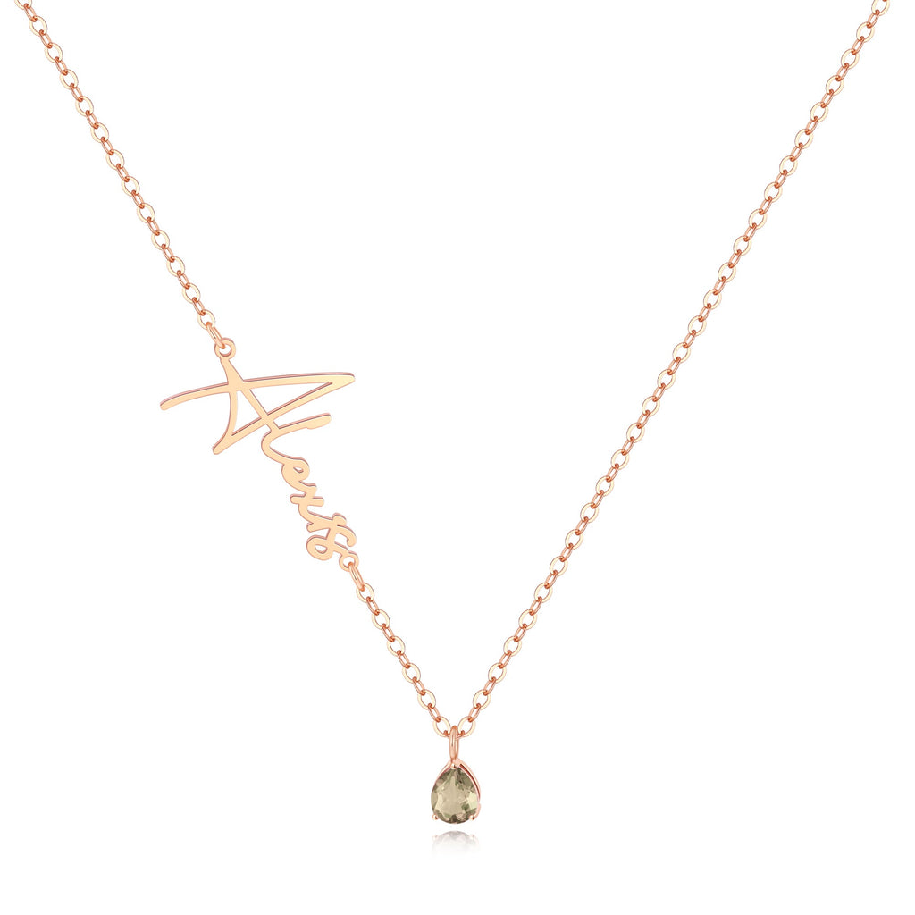 Handmade Birthstone Name Necklace