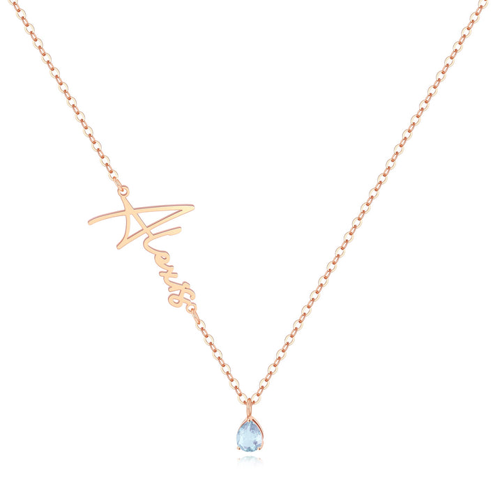 Håndlavet navnehalskæde med fødselssten