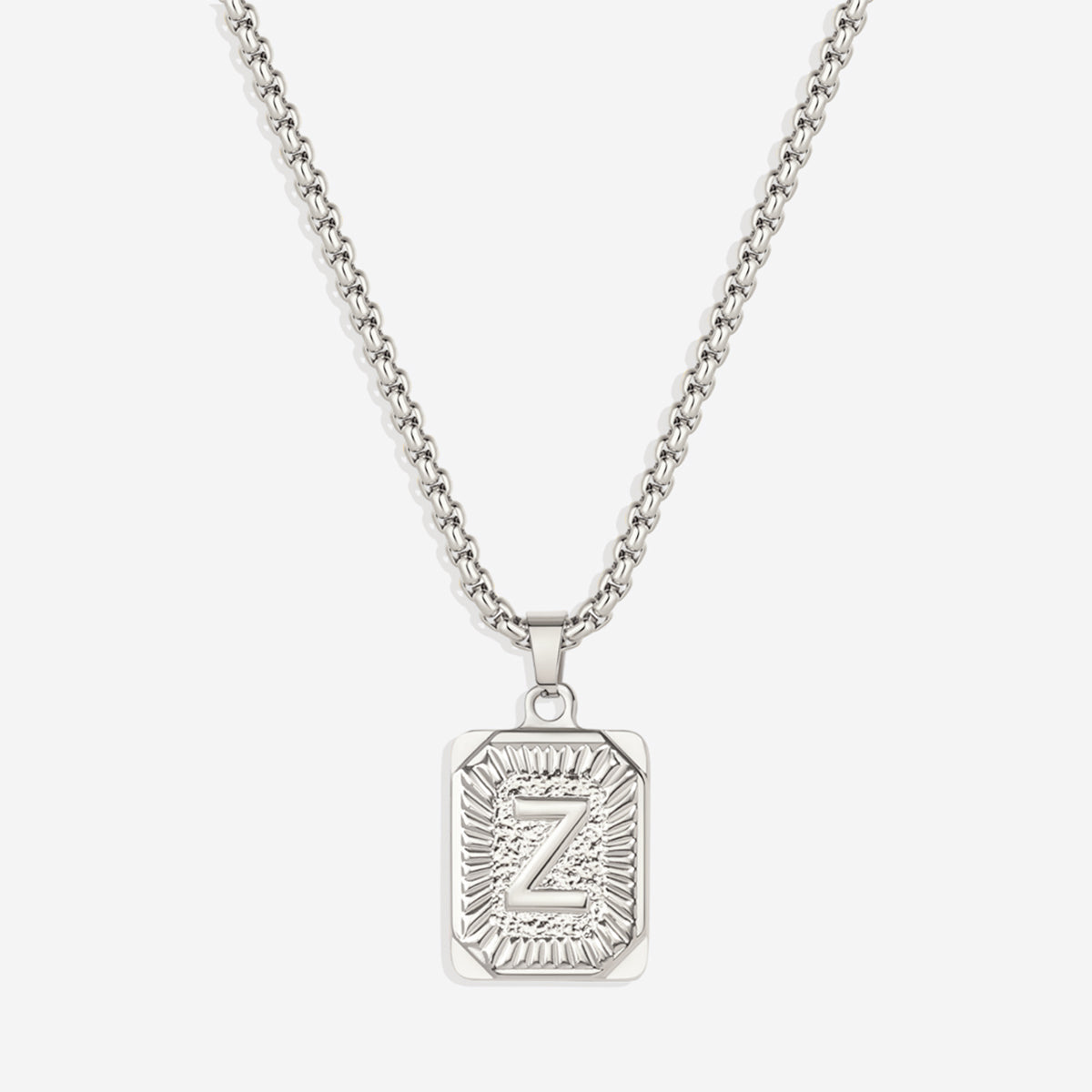 Halsband med initialbricka och rolo-kedja