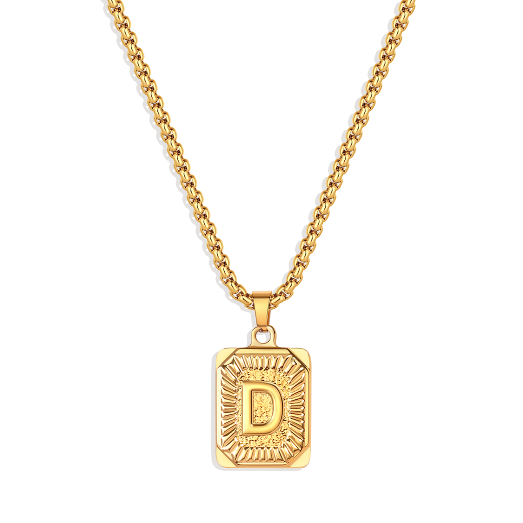 Halsband med initialbricka och rolo-kedja