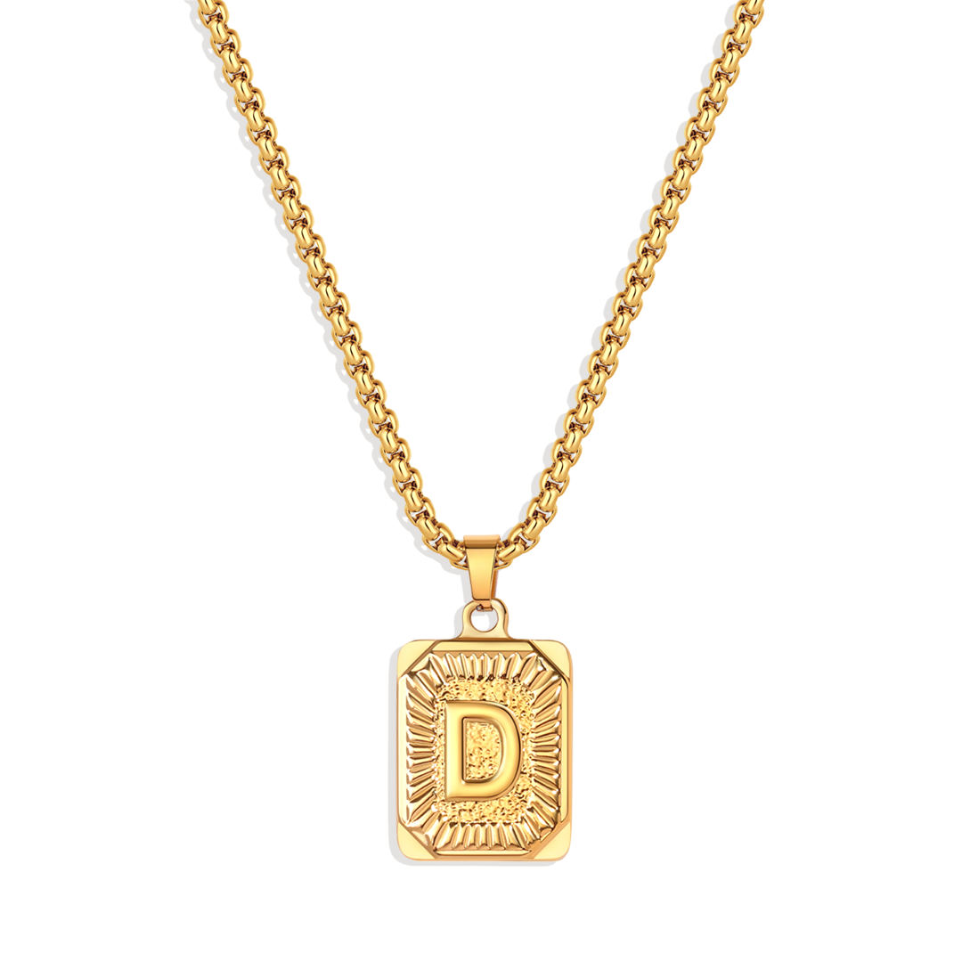Halsband med initialbricka och rolo-kedja