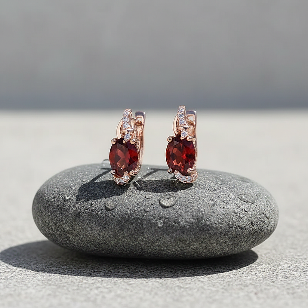 Pendientes Marguerite de rubíes