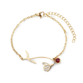 Pulsera delicada de flor de nacimiento con charm de piedra de nacimiento