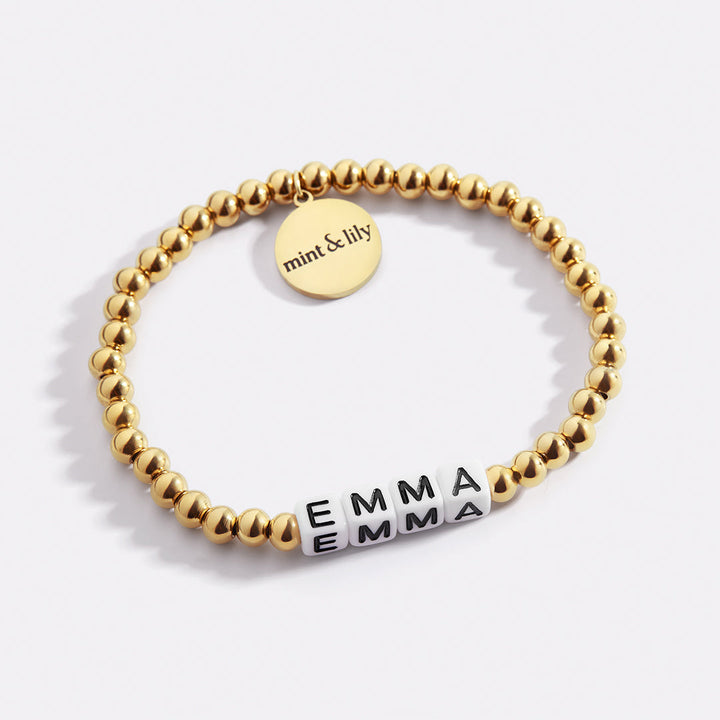 Pulseira de Amizade Personalizada à Prova de Água com Contas Douradas