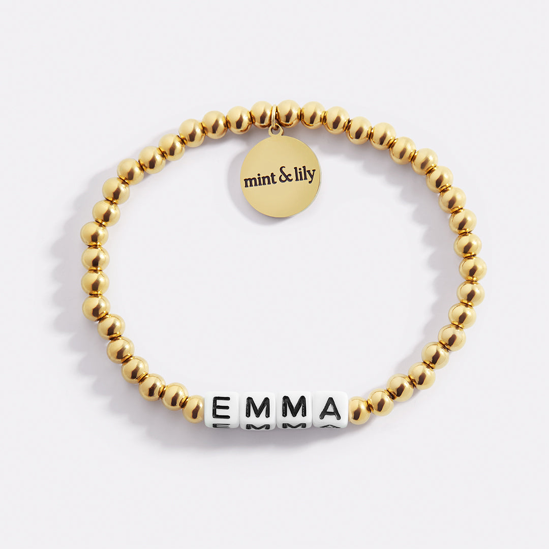 Pulseira de Amizade Personalizada à Prova de Água com Contas Douradas
