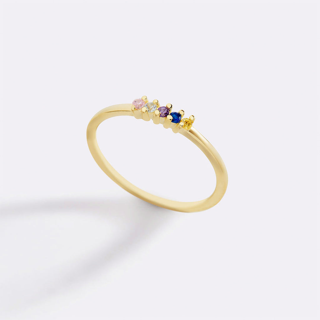 Personalized Dainty Birthstones Ring