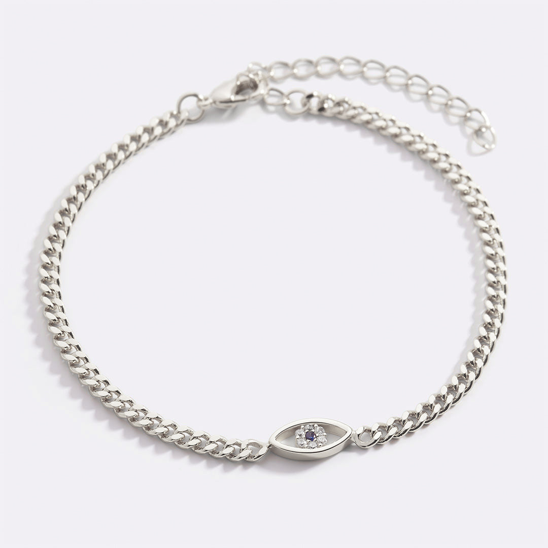 Pulsera delicada de cadena cubana con ojo turco
