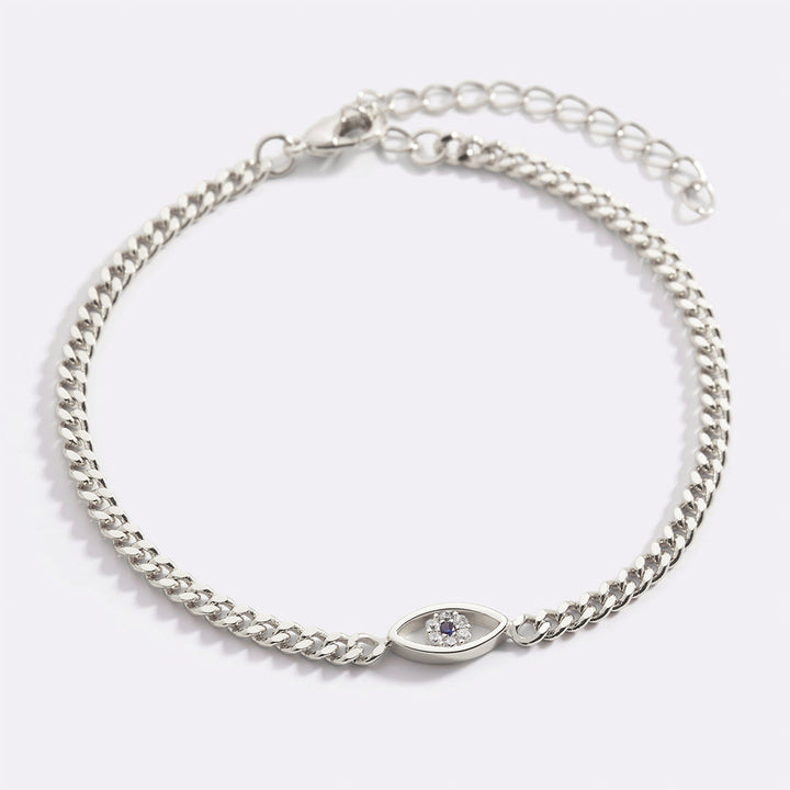 Pulsera delicada de cadena cubana con ojo turco