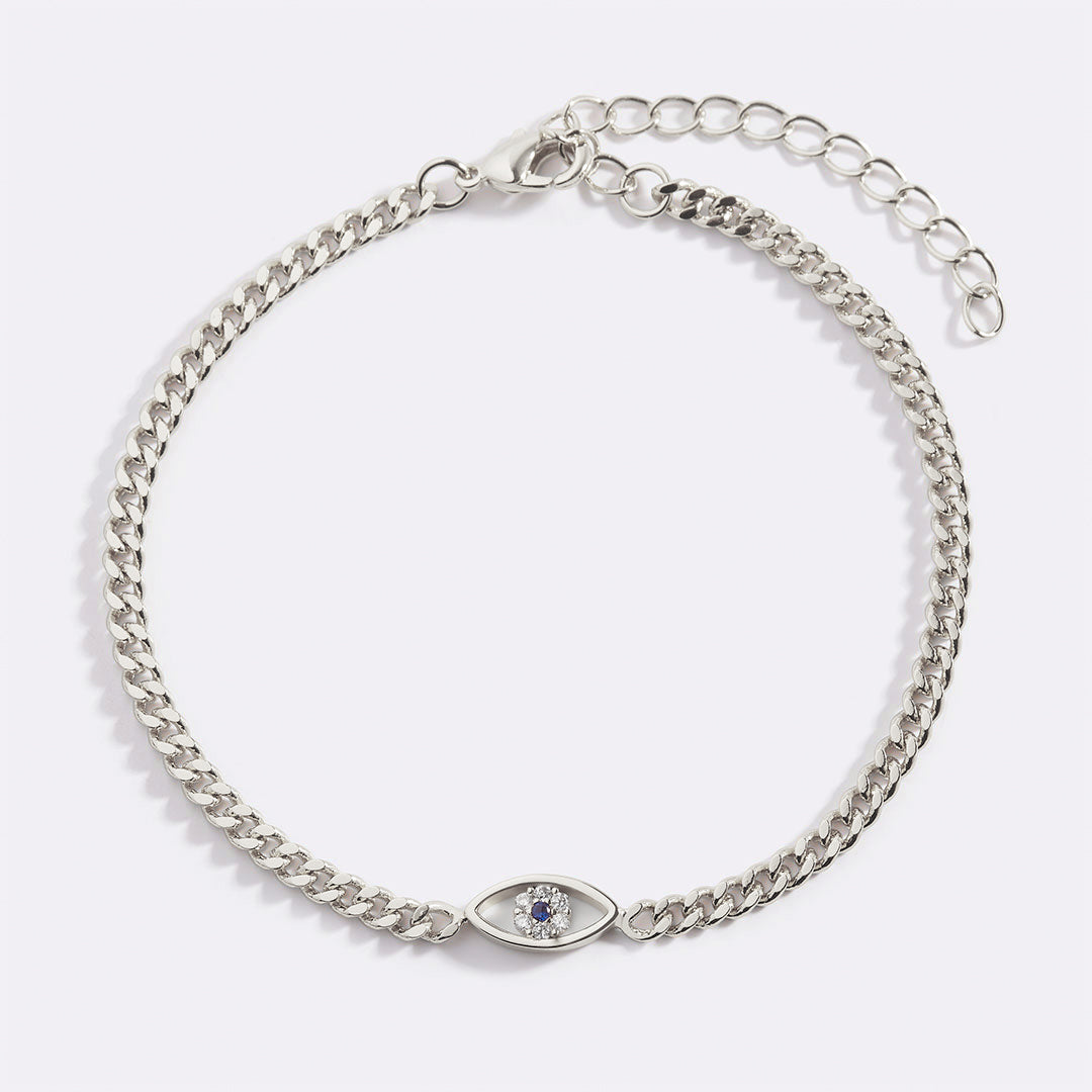Pulsera delicada de cadena cubana con ojo turco