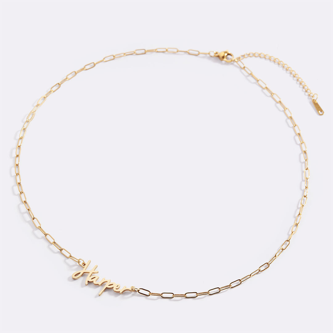Feen-Namenskette mit Paperclip-Kette