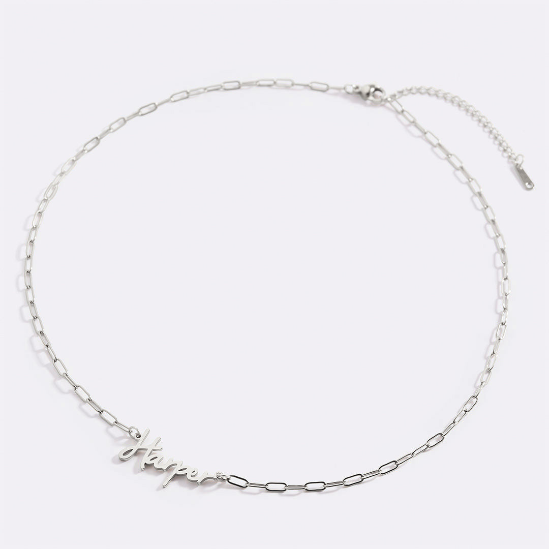 Feen-Namenskette mit Paperclip-Kette