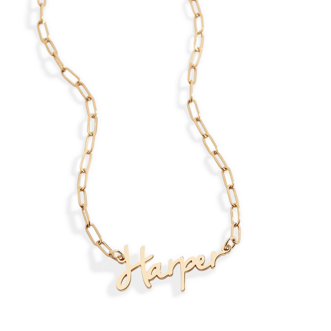Feen-Namenskette mit Paperclip-Kette